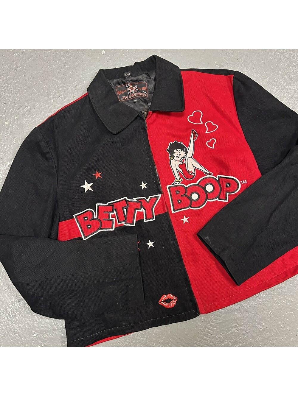 VINTAGE 90s Betty Boop Womens Jacket Size XL JH Design Red Black